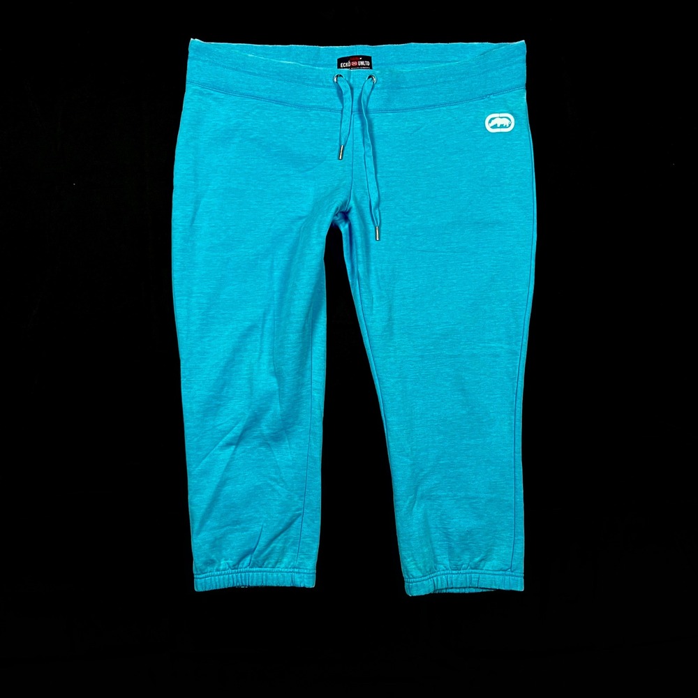 Ecko Unlimited Womens Blue Cropped Sweatpants Joggers Capri Lounge Pants XL